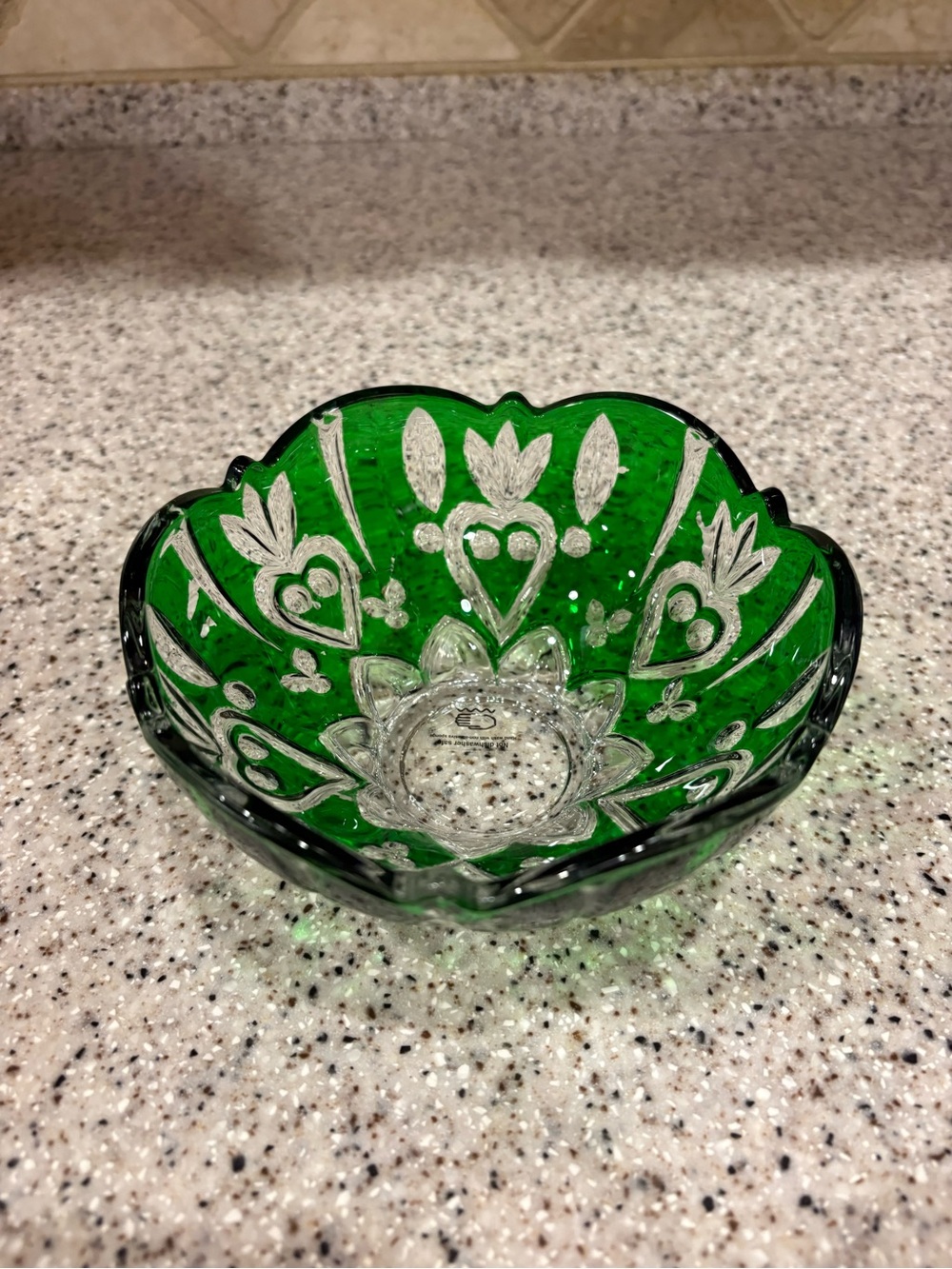 Studio Silversmiths Crystal Candy Dish Bowl Green